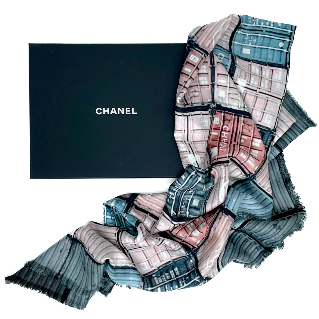 CHANEL CC shipping container silk shawl