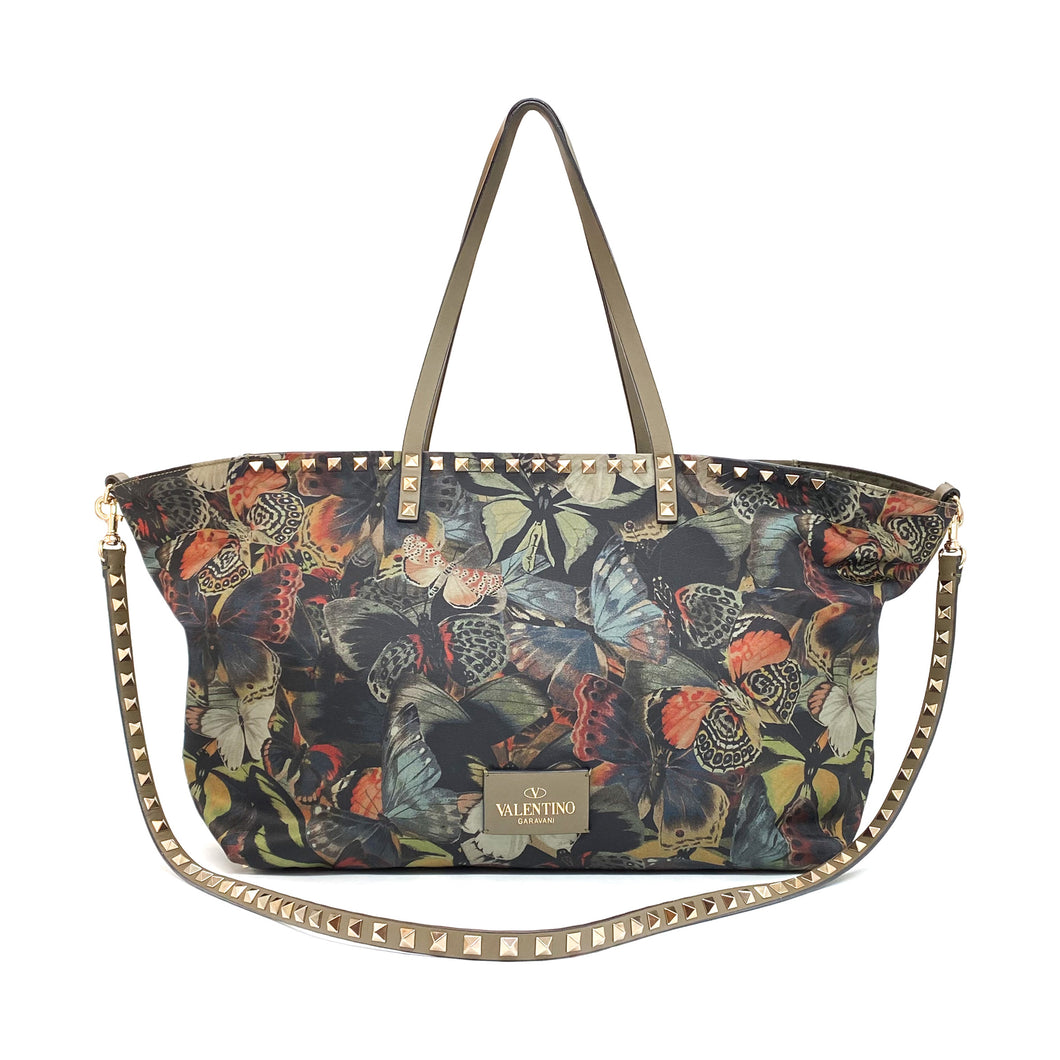 VALENTINO Camubutterfly rockstud tote