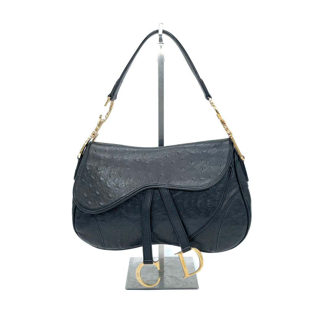 DIOR Double Saddle bag in black ostrich