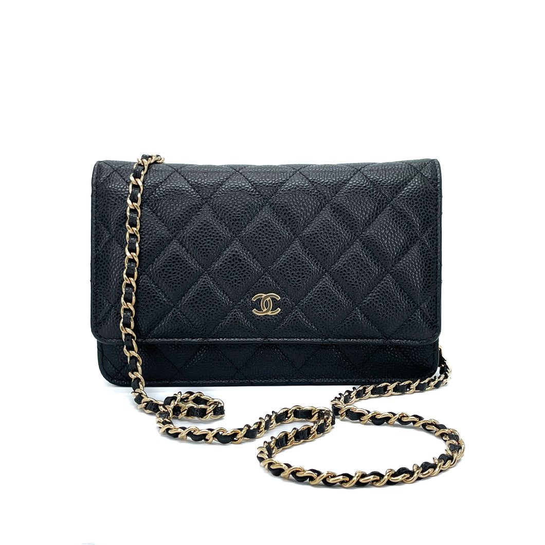 CHANEL classic wallet on chain in caviar leather, 2023