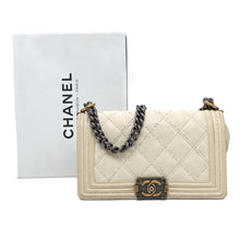 Load image into Gallery viewer, CHANEL Pre-owned, Boy Double Stitch Medium White Calfskin, 2014-2015
