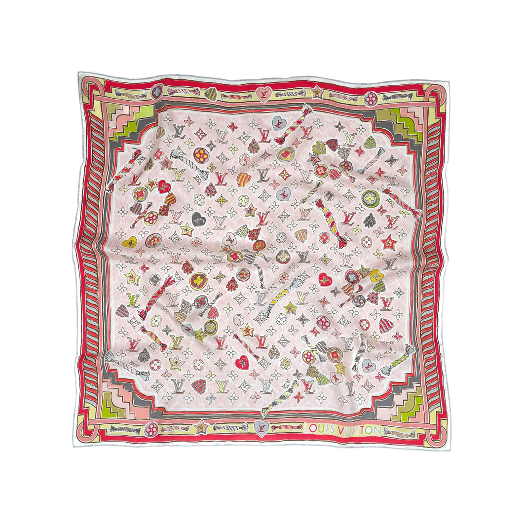 LOUIS VUITTON silk scarf in pink monogram