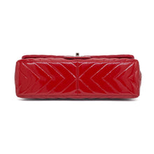 Load image into Gallery viewer, CHANEL Pre-owned, Red Chevron Quilted Patent Leather Jumbo Single Flap, 2009-2010
