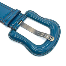 Load image into Gallery viewer, FENDI Blue Patent Leather Buckle Waist Belt
