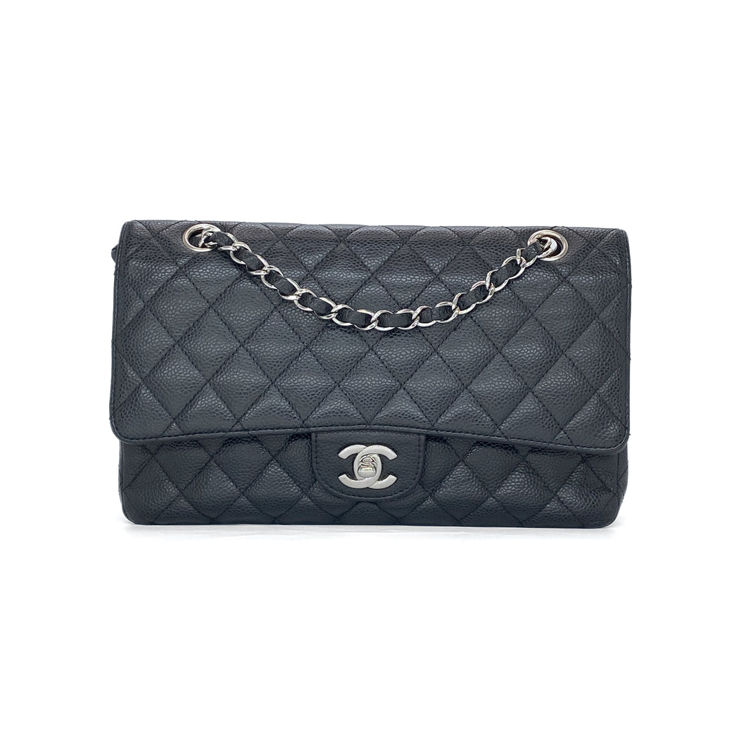 CHANEL Pre-owned, classic medium double flap caviar SHW, 2005-2006