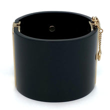 Load image into Gallery viewer, Chanel black resin CC wide cuff bracelet
