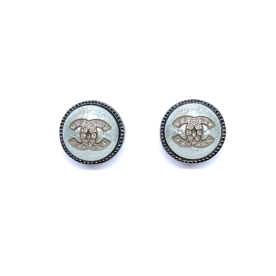 Chanel pearl button earrings