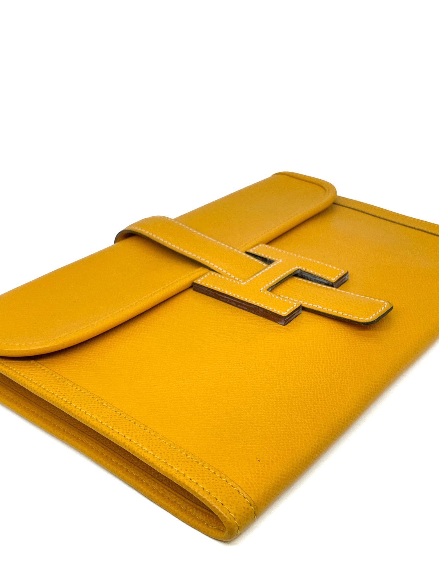 Hermes Jige Elan Clutch Yellow Epsom Leather